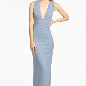 Sachin and Babi Loretta 4-Way Stretch Crepe Gown - Slate Blue Sz 14